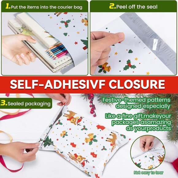 BUY NOW - 20 Piece Holiday Premium Poly Mailers - 10" x 13" - Picture 3 of 5